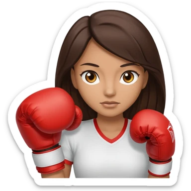 An woman with long dark brown hair light brown eyes in boxing gloves sticker