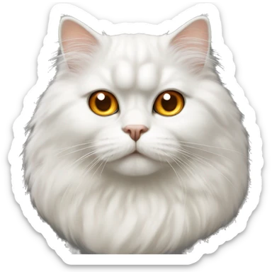 white Persian cat furry orange light brown mixed eyes sticker
