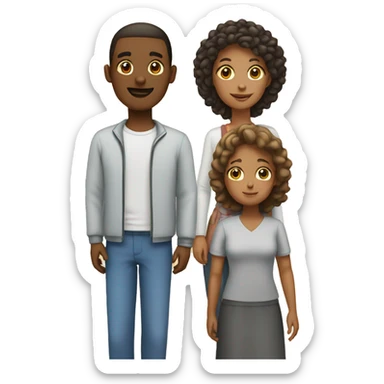 parents and one boy and two girls sticker