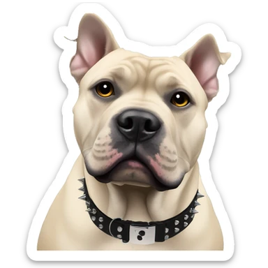 Eris the all black American bully wearing a black spiked collar sticker