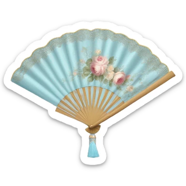 rococo hand fan Sky bleu  sticker