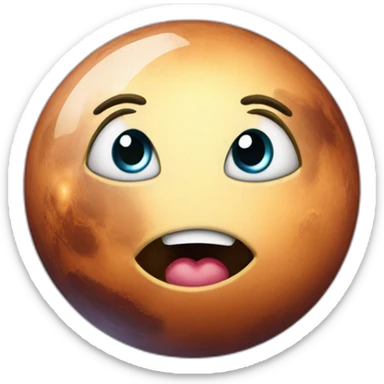 planet Venus with a cartoon economic face with big thoughtful eyes sticker