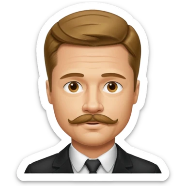 brad pitt with stache sticker