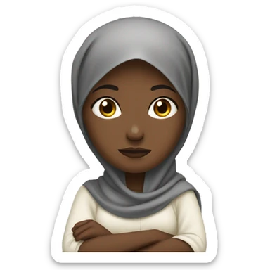 African hijabi frowning crossing arms sticker