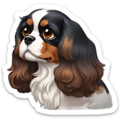 Tri-color Cavalier King Charles spaniel sticker