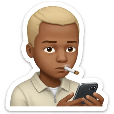 black man doing a line of coke from his phone sticker