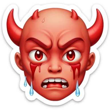 crying demon with tears sticker