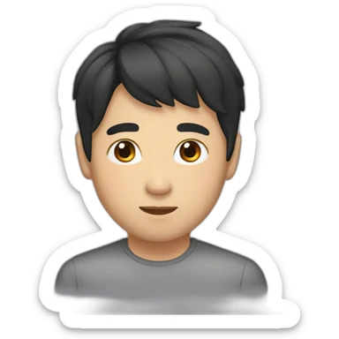 asian male with flow haircut black hair sticker