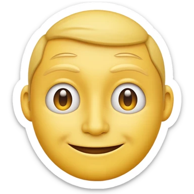Normal yellow face emoji but head turned to the right while smirking and looking back sticker