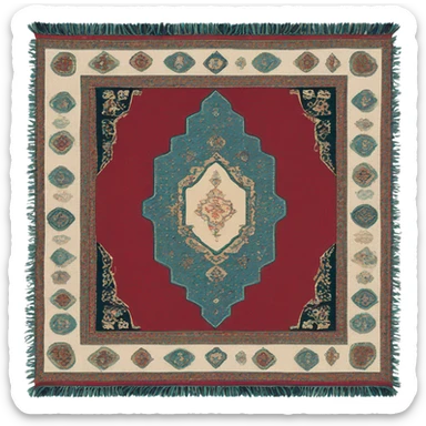 Muslim prayer rug with tassel border sticker