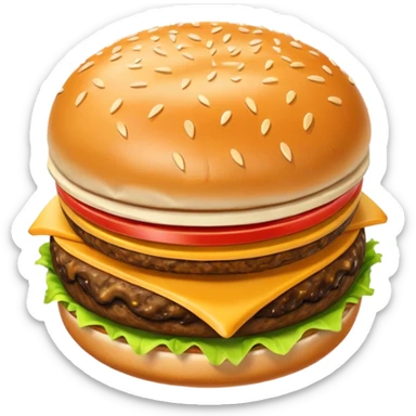 i want a Cheeseburger and Fries with a angle to 15–20° gentle bird’s-eye angle sticker