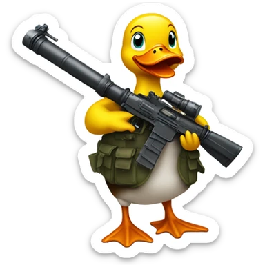 Duck with a automatic GAU-8 Canon mounted to it sticker