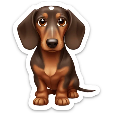 Brown dachshund with white spots long hair  sticker