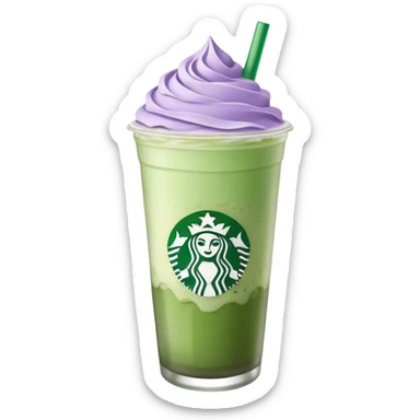 Starbucks light green and lavender layered iced matcha latte sticker
