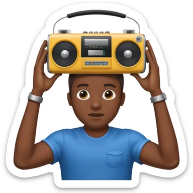 Black guy-holding-boombox-above his head sticker
