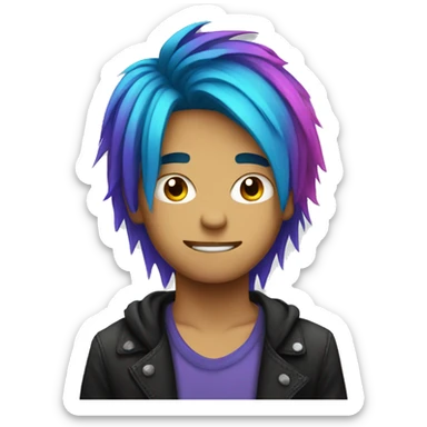 emo guy with colorful hair sticker