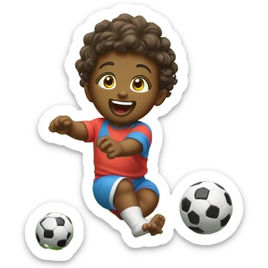 Baby playing soccer sticker
