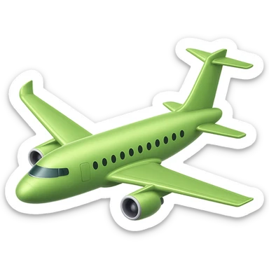 Remove any stars from the airplane. Add one turbine on each wing. Keep the airplane light green. No background. sticker
