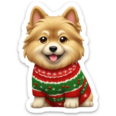 Zwergspitz wearing christmas Sweater  sticker