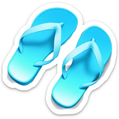 Realistic light blue gradient pair of summer flip flops isolated. sticker