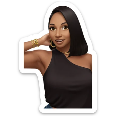 smiling girl with jewelry sticker