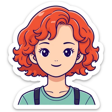 Chica güera con cabello corto,rojo y chino  sticker