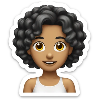 Chica morena con cabello rizado negro sticker