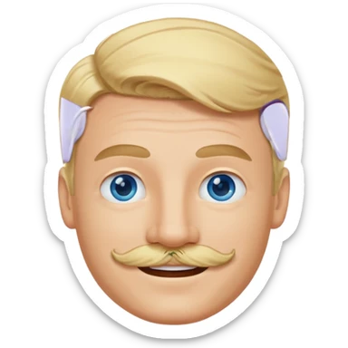 guy with blond hair, mustache, and blue eyes sticker
