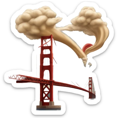 Golden Gate Bridge and tornado  sticker