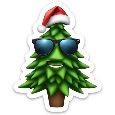A Christmas tree in a suit wearing sunglasses sticker
