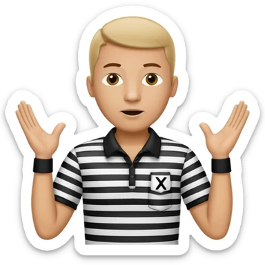 referee with raised arms crossed like an X sticker