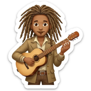 Musician with dreadlocks and Cuba ciga and guitar sticker
