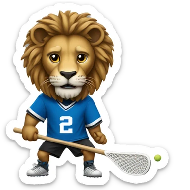 lion playing lacrosse in blackjersey sticker