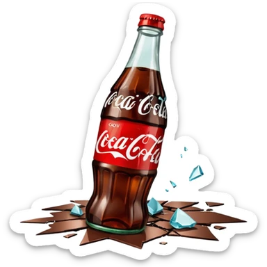 shattered bottle of coca cola sticker