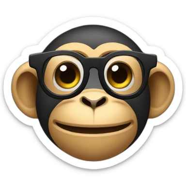 Monkey with glasses smiling with black  braces  sticker