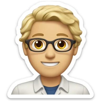 A teacher with brown eyes, dirty blond hair sticker