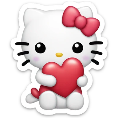 Hello Kitty holding a heart sticker