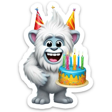 Yeti saying happy birthday  sticker