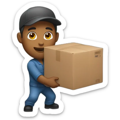 a delivery guy handles a box sticker