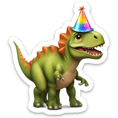 Dinosaur with party hat sticker