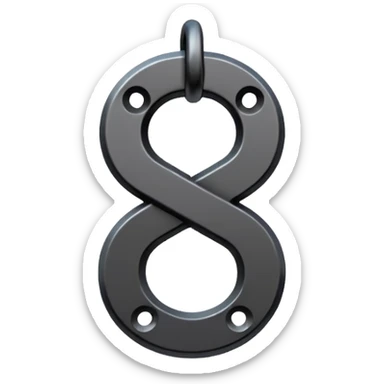 Emoji, gothic chain link shaped as number 8, forged from matte black steel, industrial form, subtle metal texture, no glow, no neon, flat emoji design, centered, transparent background sticker