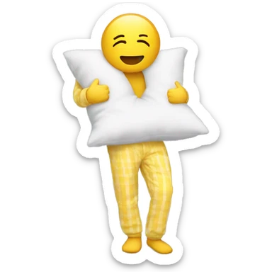 yellow emoji man with pillow head in pajamas sticker
