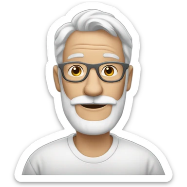 grandpa white glasses 50 years old gray beard sticker