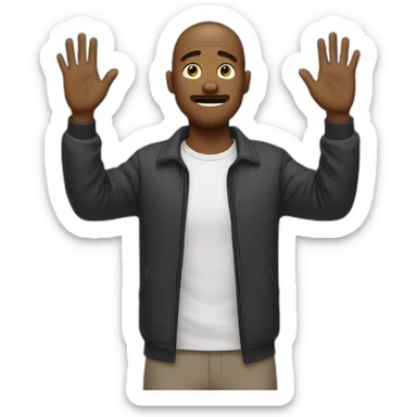 man dont know helpless with his hands up sticker