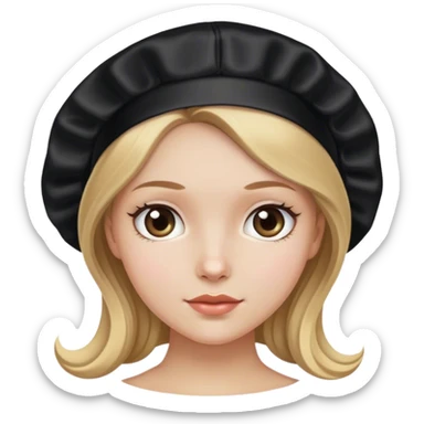 dark blonde haired white girl with a black silk bonnet sticker