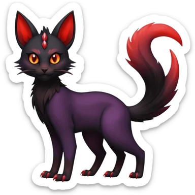 Black edgy Noivern-Noibat-Purloin-Torracat-Lykoi-Caracal-cat-Fakemon-fusion-hybrid-creature sticker