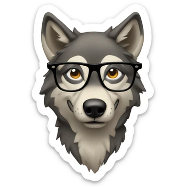 Wolf with glasses sticker