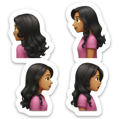 Girl with long black hair kissing girl with short brown hair sticker