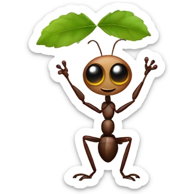 an ant holds a branch in its paws sticker
