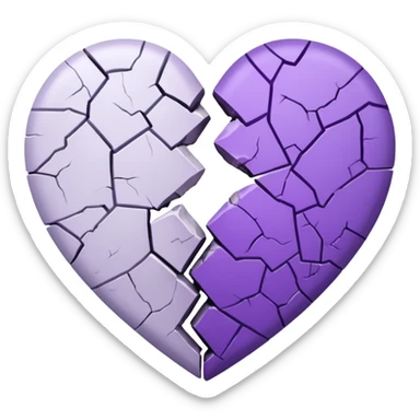 coração quebrado metade branco metade roxo sticker